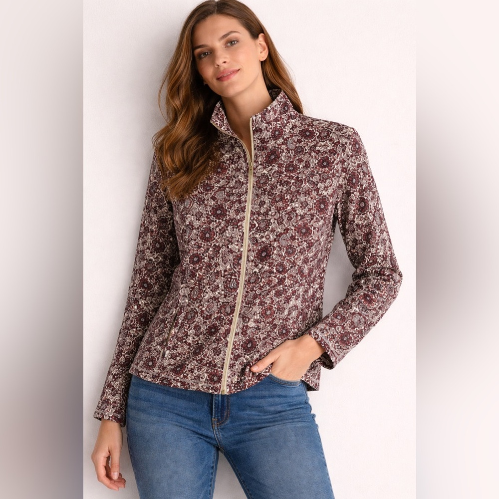 Talbots Multicolored Zip Up Jacket Lightweight La… - image 1